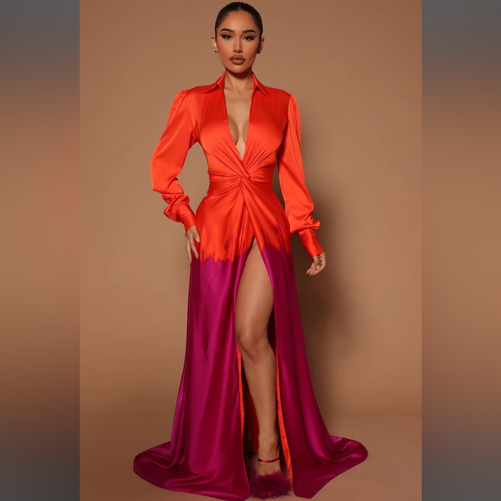 NWT Fashion Nova Ombré Satin Dress